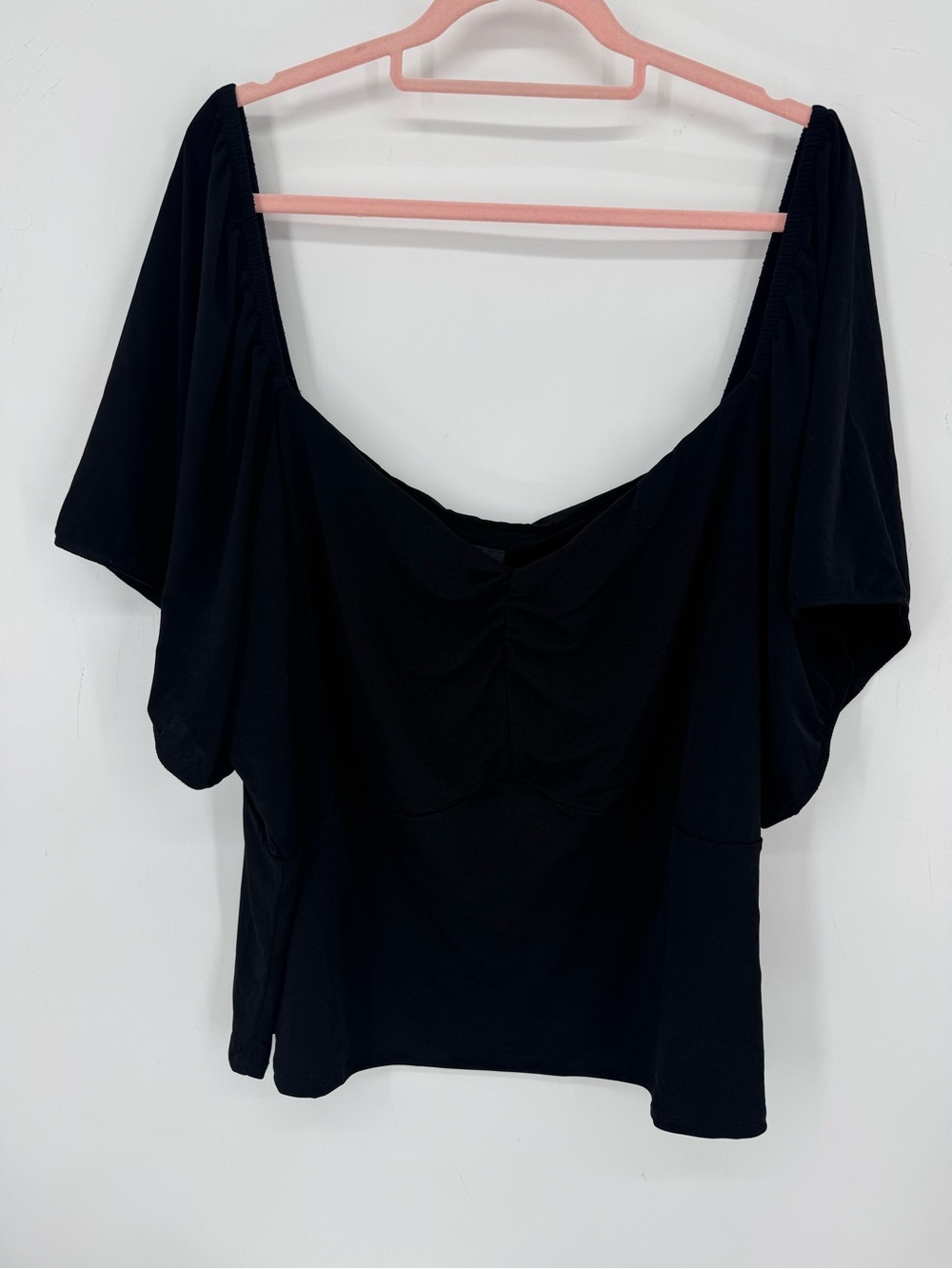 Torrid Womens Black Ruched Top Square Neck Chic Date Night Plus Size 6X (30) NWT